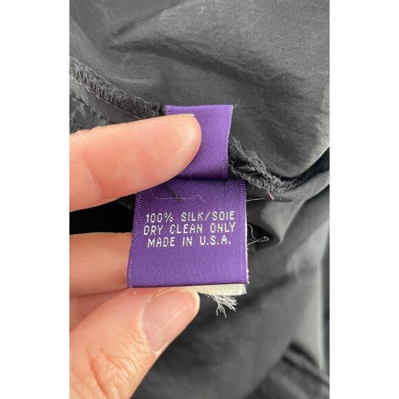 VTG Ralph Lauren Purple Label Women Silk Pants Black Union Made Made In USA 10 - Picture 4 of 11
